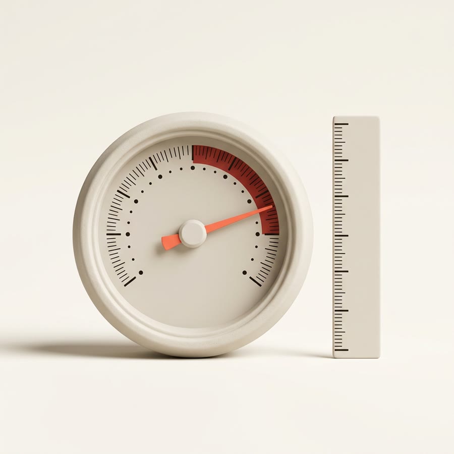 A gauge reading far higher than the ruler beside it